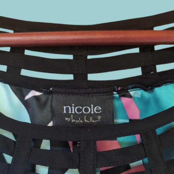 Tropical Print Black Dress - Picture 3 of 4